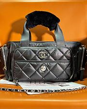 Chanel Large Bowling Bag Nylon & Silver-Tone Metal Black AS4364 Size 16 × 35 × 20 cm - 1