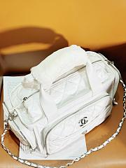 Chanel Large Bowling Bag Nylon & Silver-Tone Metal White AS4364 Size 16 × 35 × 20 cm - 3