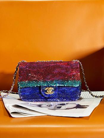 Chanel Small Flap Bag Gradient Sequins Multicolour AS4561 Size 14 × 21 × 8 cm