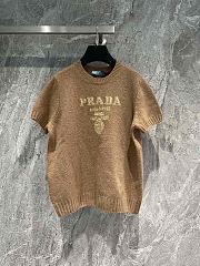 Prada Camel Wool Cashmere & Lamé Crew-neck Sweater - 1