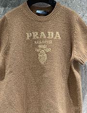 Prada Camel Wool Cashmere & Lamé Crew-neck Sweater - 5