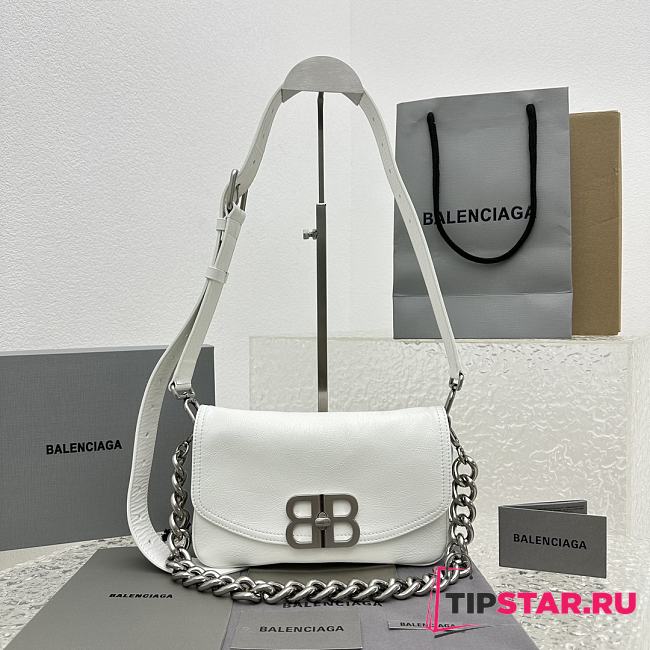 Balenciaga Women's BB Soft Small Flap Bag In Optic White Size 23x14x3 cm - 1