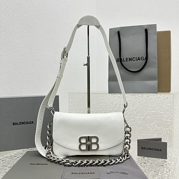 Balenciaga Women's BB Soft Small Flap Bag In Optic White Size 23x14x3 cm
