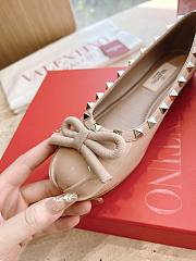 Valentino Rockstud Patent Leather Ballerina Rose Cannelle - 2