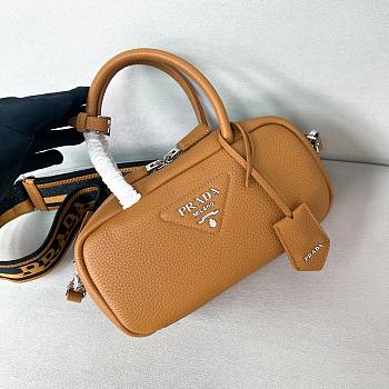 Prada Leather Top-Handle Bag Brown Size 24x12x8 cm