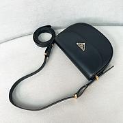 Prada Arqué Leather Shoulder Bag With Flap Black Size 12x23x6 cm - 5