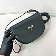 Prada Arqué Leather Shoulder Bag With Flap Black Size 12x23x6 cm - 3