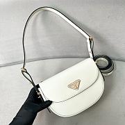 Prada Arqué Leather Shoulder Bag With Flap White Size 12x23x6 cm - 5