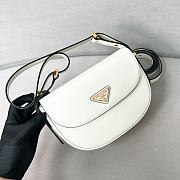 Prada Arqué Leather Shoulder Bag With Flap White Size 12x23x6 cm - 2
