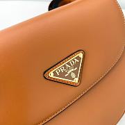 Prada Arqué Leather Shoulder Bag With Flap Brown Size 12x23x6 cm - 4