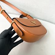 Prada Arqué Leather Shoulder Bag With Flap Brown Size 12x23x6 cm - 3