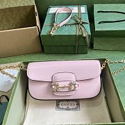 Gucci Horsebit 1955 Small Shoulder Bag 735178 Pink Leather Size 24x13x5.5 cm - 1