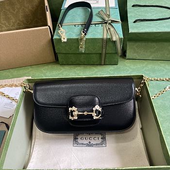 Gucci Horsebit 1955 Small Shoulder Bag 735178 Black Leather Size 24x13x5.5 cm