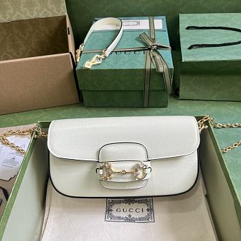 Gucci Horsebit 1955 Small Shoulder Bag 735178 White Leather Size 24x13x5.5 cm