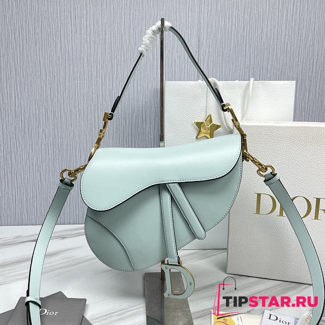 Dior Saddle Bag with Strap Placid Blue Smooth Calfskin Size 25.5 x 20 x 6.5 cm - 1