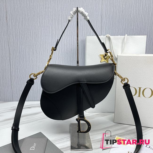 Dior Saddle Bag with Strap Black Smooth Calfskin Size 25.5 x 20 x 6.5 cm - 1