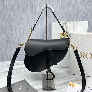 Dior Saddle Bag with Strap Black Smooth Calfskin Size 25.5 x 20 x 6.5 cm