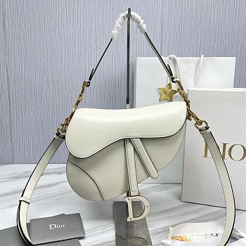 Dior Saddle Bag with Strap Dusty Ivory Smooth Calfskin Size 25.5 x 20 x 6.5 cm