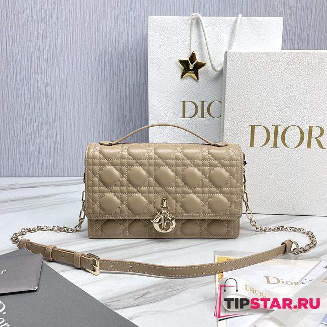 Miss Dior Top Handle Bag Beige Cannage Lambskin M0997 Size 24 x 14 x 7.5 cm - 1