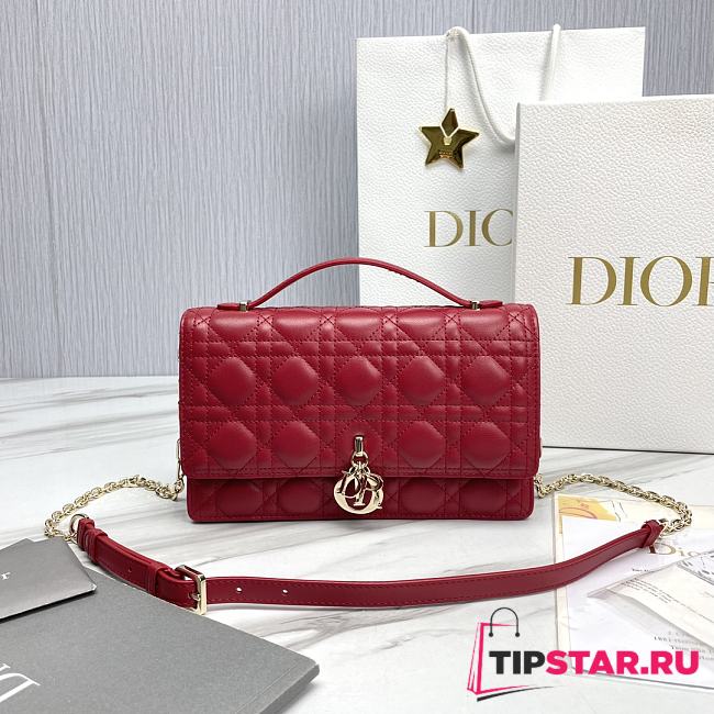 Miss Dior Top Handle Bag Red Cannage Lambskin M0997 Size 24 x 14 x 7.5 cm - 1