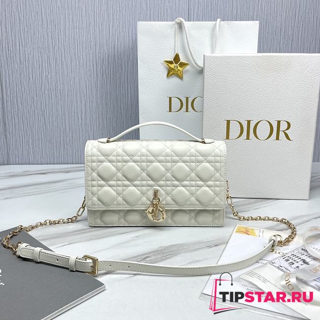 Miss Dior Top Handle Bag Latte Cannage Lambskin M0997 Size 24 x 14 x 7.5 cm - 1