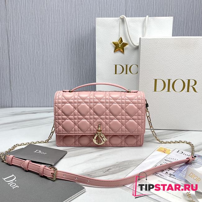 Miss Dior Top Handle Bag Pink Cannage Lambskin M0997 Size 24 x 14 x 7.5 cm - 1