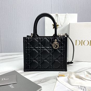 Small Dior Book Tote Black Macrocannage Calfskin Size 26.5 x 21 x 14 cm