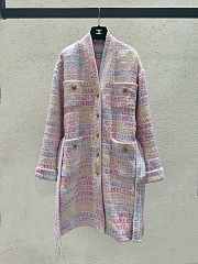 Chanel Coat Embroidered Cotton & Wool Tweed Pink, Yellow, Ecru & Blue P76296 - 1