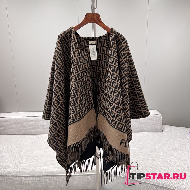Fendi Brown Wool And Cashmere Poncho - 1