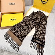 Fendi FF Scarf Brown Wool And Cashmere - 1