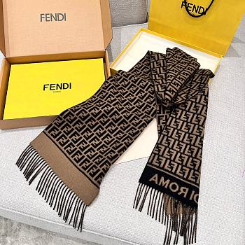 Fendi FF Scarf Brown Wool And Cashmere
