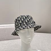 Dior Oblique Bucket Hat Navy Blue and Beige Blended Cotton Jacquard - 3