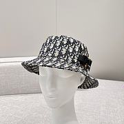 Dior Oblique Bucket Hat Navy Blue and Beige Blended Cotton Jacquard - 1