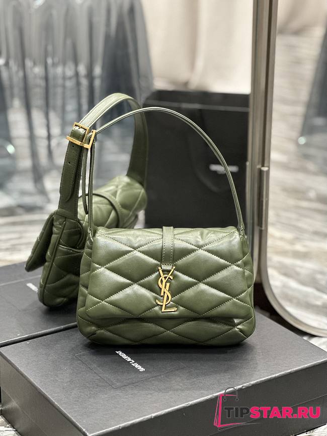 YSL Le 57 Hobo Bag In Quilted Lambskin Green Size 24 X 18 X 5.5 CM - 1