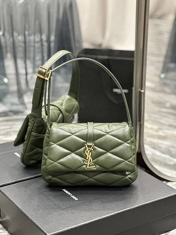 YSL Le 57 Hobo Bag In Quilted Lambskin Green Size 24 X 18 X 5.5 CM