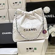 Chanel 22 Small Handbag AS3260 Shiny Calfskin & Rainbow Metal White Size 35 × 37 × 7 cm - 1