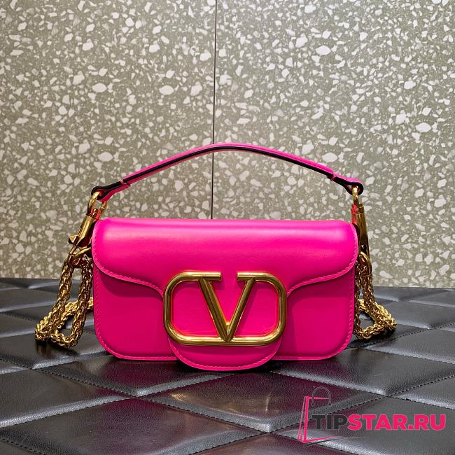 Valentino Locò Small Shoulder Bag In Calfskin Pink PP 20x11x5 cm - 1