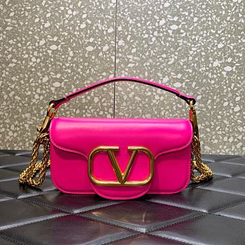 Valentino Locò Small Shoulder Bag In Calfskin Pink PP 20x11x5 cm
