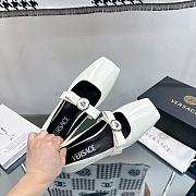 Versace Gianni Ribbon Open Patent Ballerinas White - 4