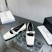 Versace Gianni Ribbon Open Patent Ballerinas White - 5