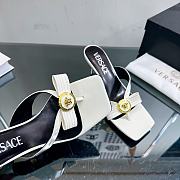 Versace Gianni Ribbon Low Patent Mules White - 5