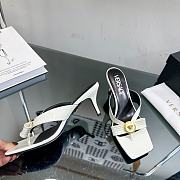 Versace Gianni Ribbon Low Patent Mules White - 4