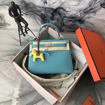 Hermes Kelly Light Blue With Silver Hardware Size 28cm