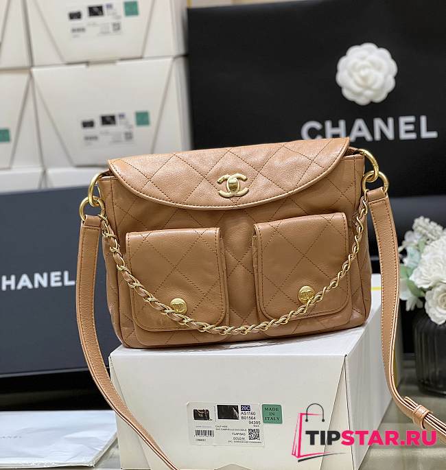 Chanel Hobo Bag Brown Camel AS4743 Size 19 × 24.5 × 5 cm - 1