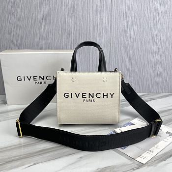 Givenchy Mini G-Tote Shopping Bag In Canvas Beige/Black Size 19x8x16cm