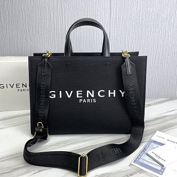 Givenchy Medium G-Tote Shopping Bag In Canvas Black Size 37x13x26cm