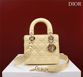 Dior Small Lady My ABCDior Bag Pastel Yellow Cannage Lambskin Size 20*16*8cm