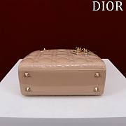 Small Lady Dior Bag Rose Des Vents Patent Cannage Calfskin Size 20 x 17 x 8 cm - 5