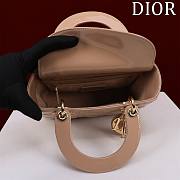 Small Lady Dior Bag Rose Des Vents Patent Cannage Calfskin Size 20 x 17 x 8 cm - 4