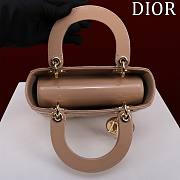Small Lady Dior Bag Rose Des Vents Patent Cannage Calfskin Size 20 x 17 x 8 cm - 3